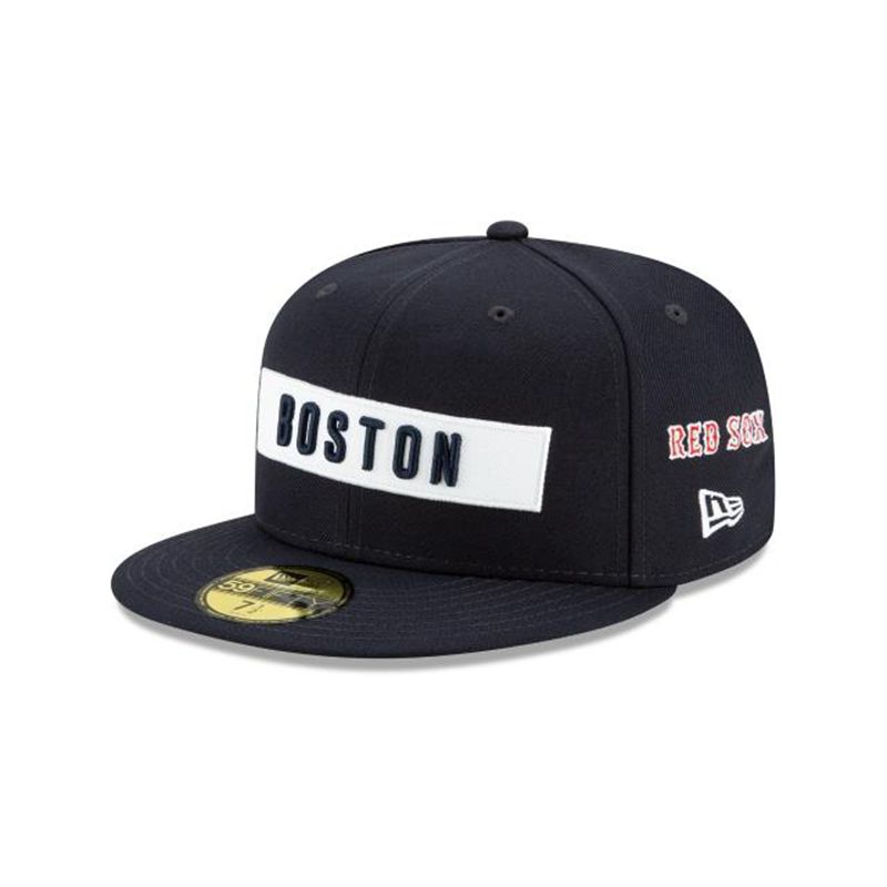 MLB Boston Red Sox Boxed Wordmark 59Fifty Fitted (SNW9330) - Blue New Era Caps